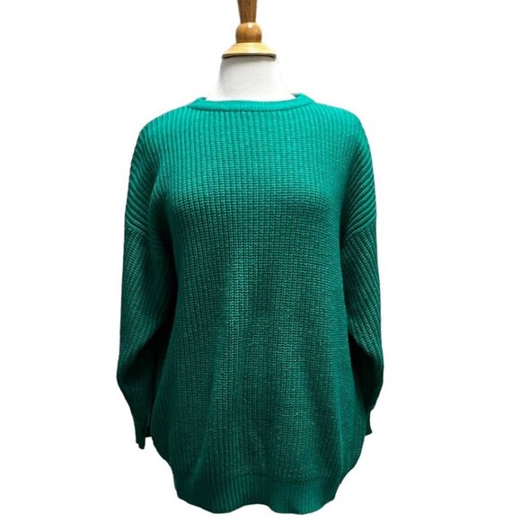 VTG Y2K Venezia Vitale Sweater Size Large Green Knit Chunky Thick Knit Long - Picture 1 of 12